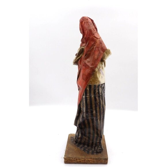 Viejita Papel Mache Old Woman w Bag of Beans Papier Mache 12x3½x3½ Mexico - Picture 5 of 6